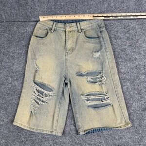 Unbranded Denim Shorts Mens Size S Dirty Wash Distressed Ripped Streetwear